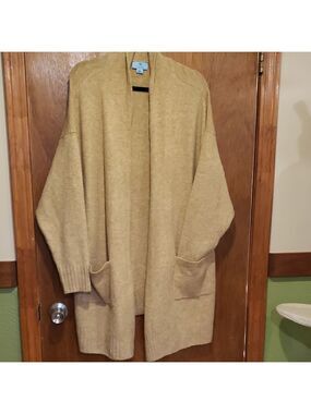 CeCe Tan Knit Open-Front Soft Cardigan